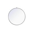 Elegant Decor Metal Frame Round Mirror With Decorative Hook 48 Inch Black Finish MR4067BK